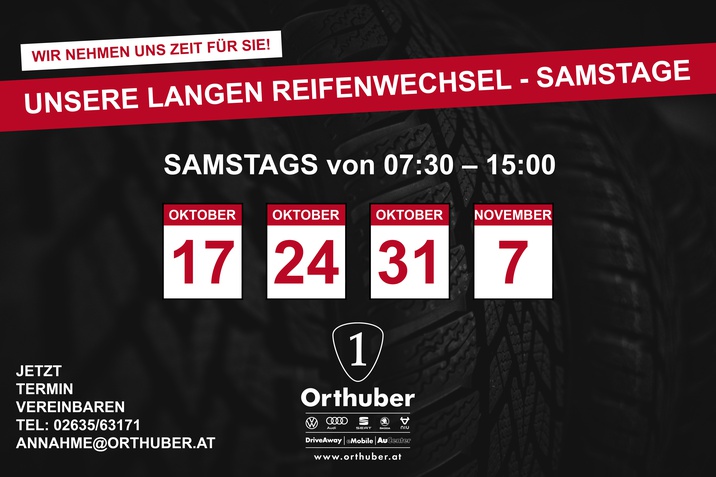 Orthuber Reifenwechsel - Samstage 2020
